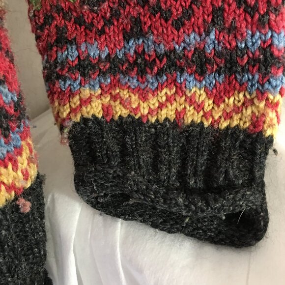 Woman Sweater FairIsle Knitted Logo Star UP Acrylic Wool Poly Ribbed High Collar - Picture 4 of 8